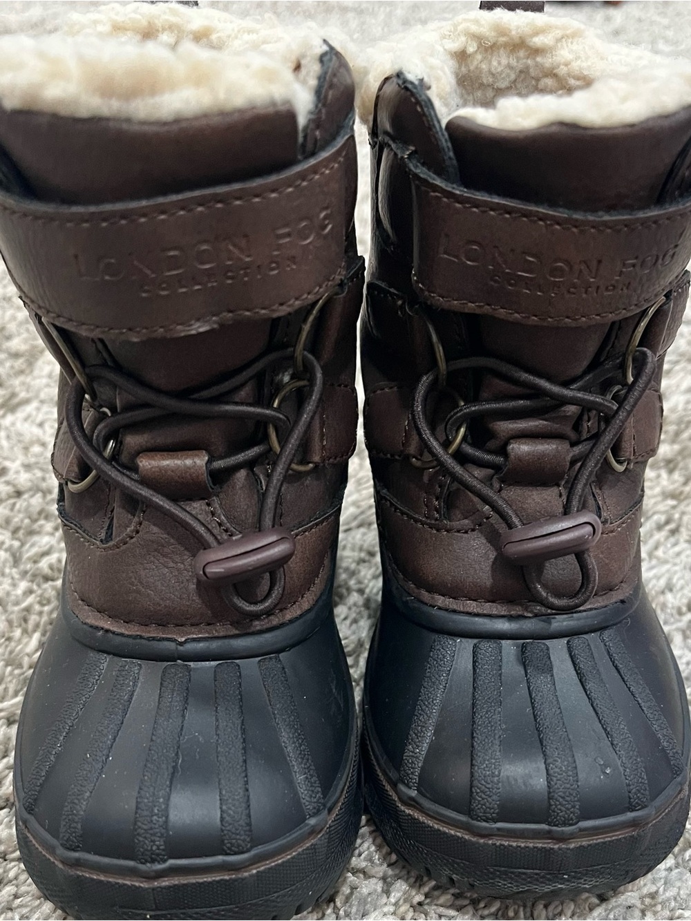 London Fog Toddler Brown Winter Boots with Sherpa Lining